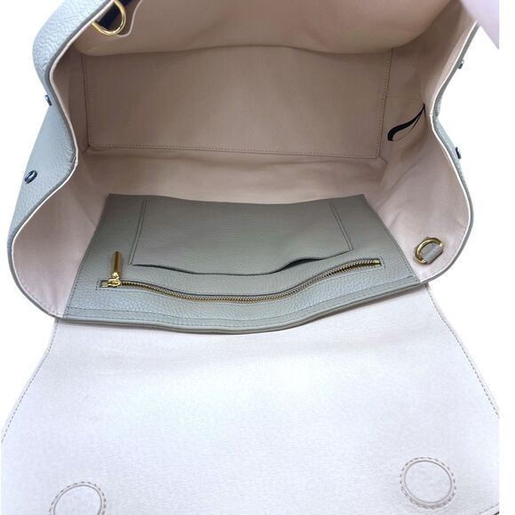 NWOT Cuyana Trapeze Top Handle Satchel Crossbody Strap Leather Stone Grey SAMPLE - Picture 11 of 14